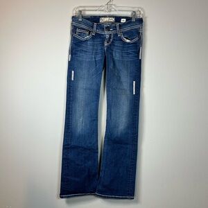 BKE Stella Flare Dark Blue Low Rise Boot Cut Denim Stretch Jeans Fall Cowgirl